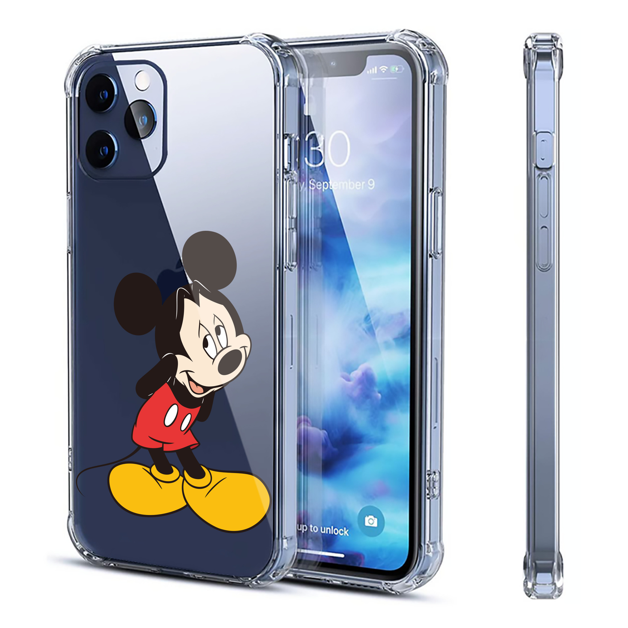 （画像用） ミッキーマウス Mickey Mouse 【iPhone 12シリーズ対応】透明スマホケース（クリアソフトケース）